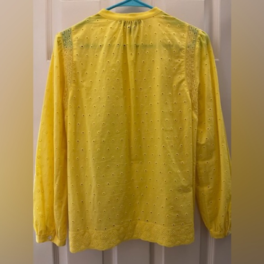 Yellow J. Crew button down eyelet top